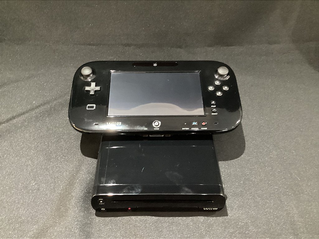 Nintendo Wii U Preto Desbloqueado Completo Na Caixa Com Jogos Instalados