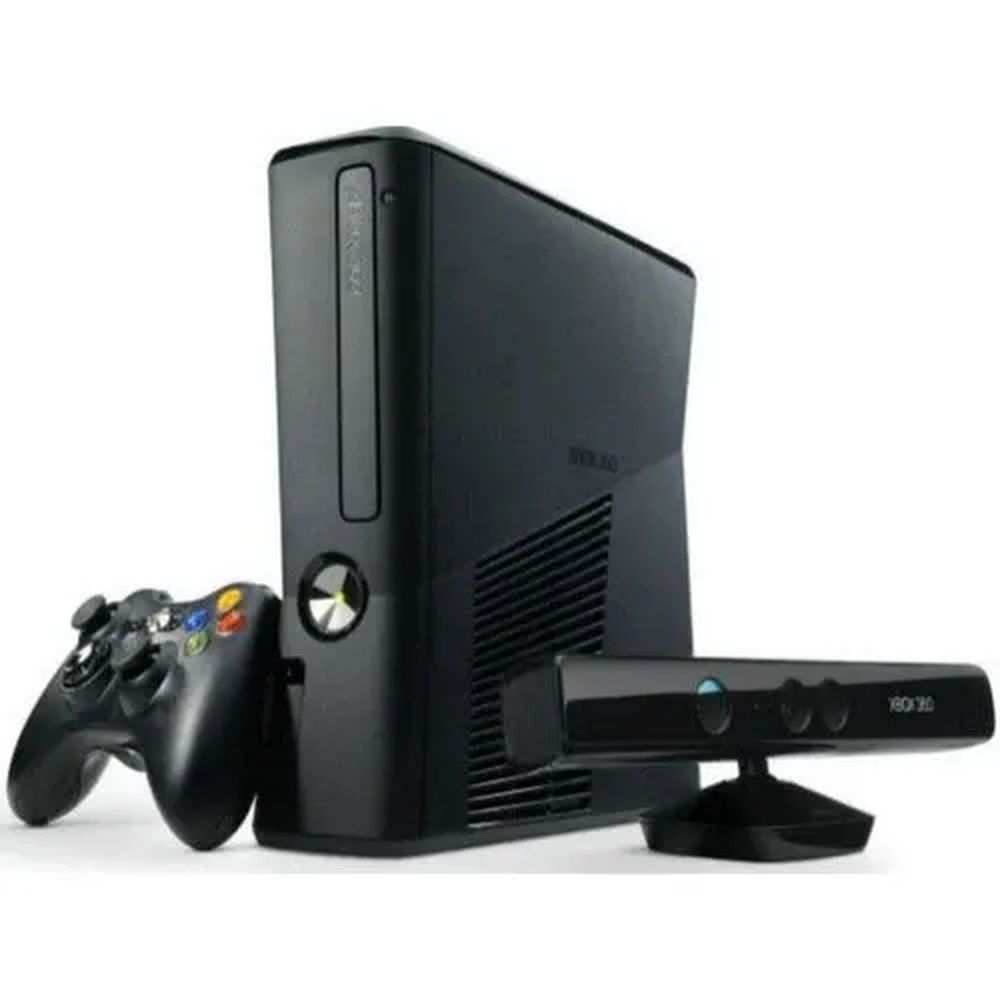 Console Xbox 360 Slim 4gb Kinect 2 Controles 3 Jogos - Usado