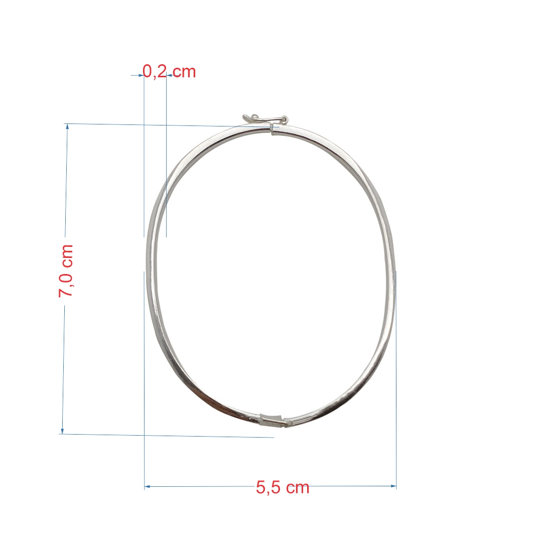 Bracelete de prata 925 fio liso quadrado 