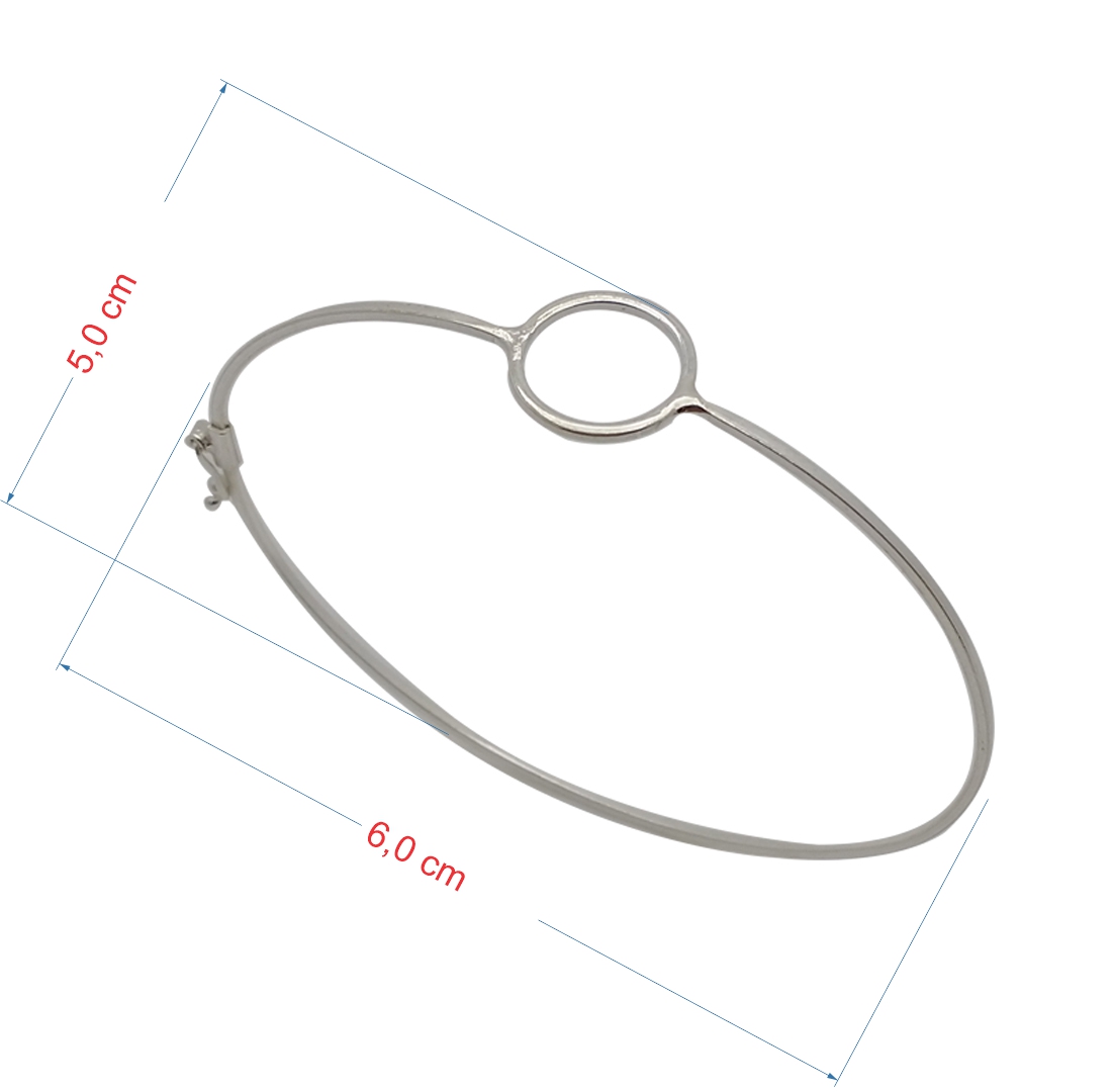 Bracelete de prata 925 rígida circulo 