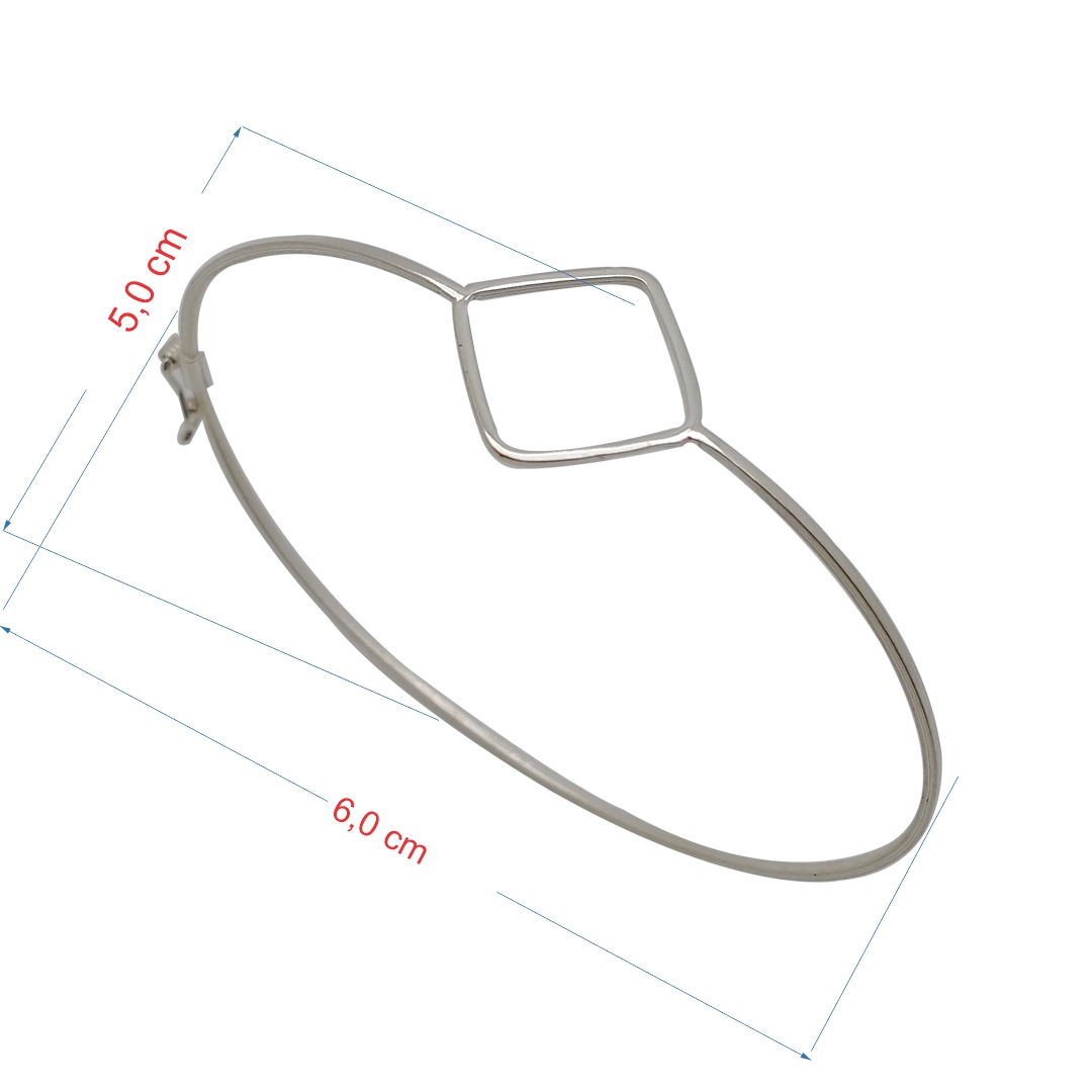 Bracelete de prata 925 rígida losango