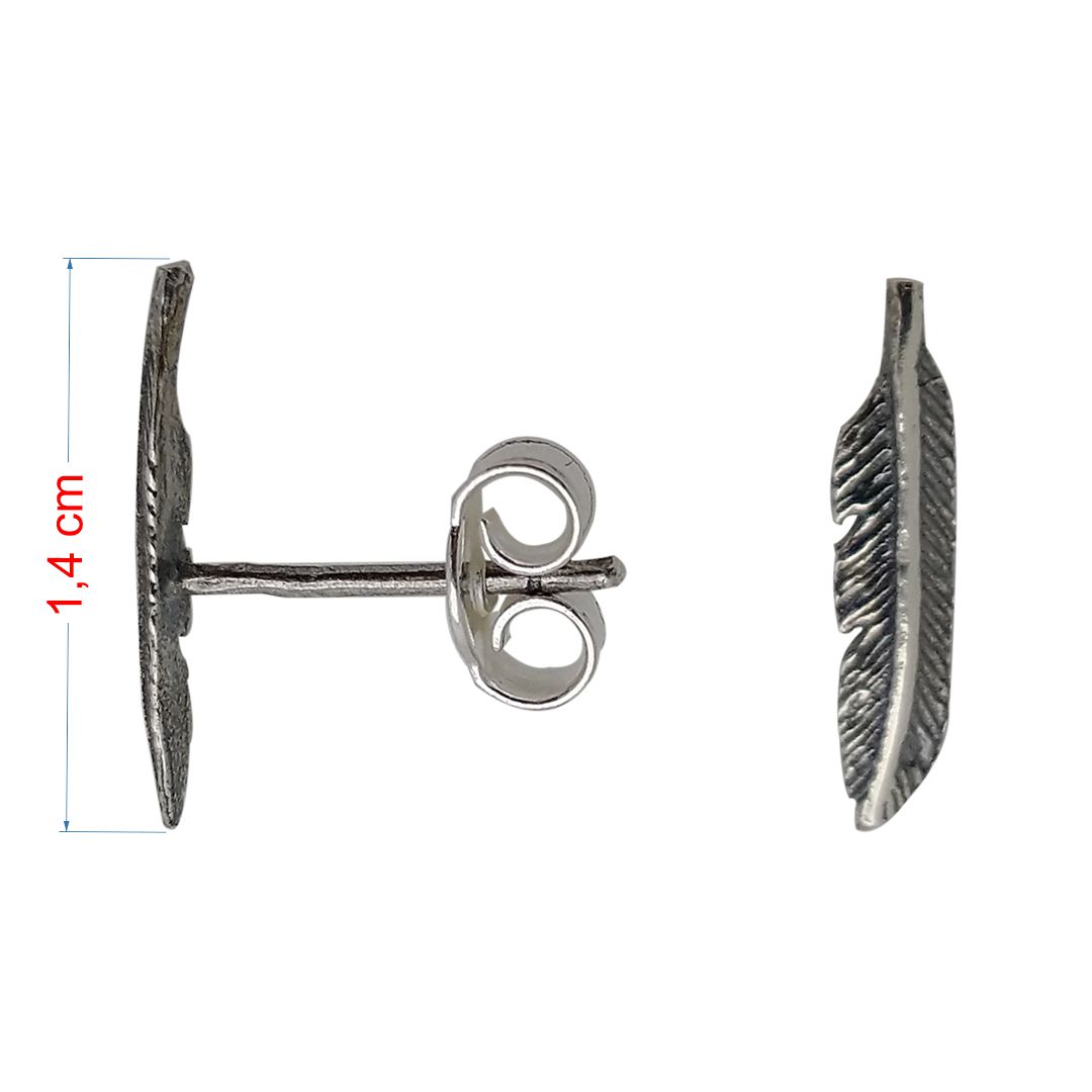 Brinco de prata 925 pena