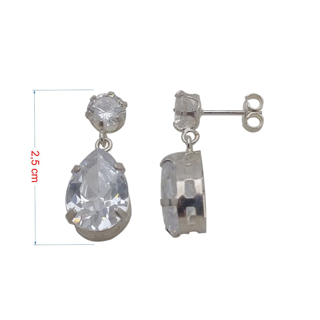 Brincos de prata 925 com pedra de zircônia