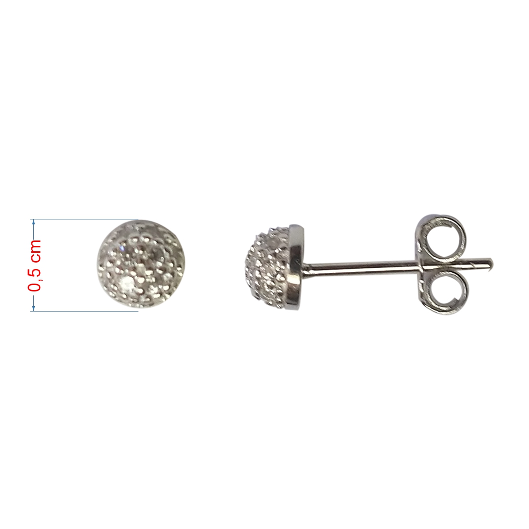 Brincos de prata 925 de bolinha com micro zircônia cravejada