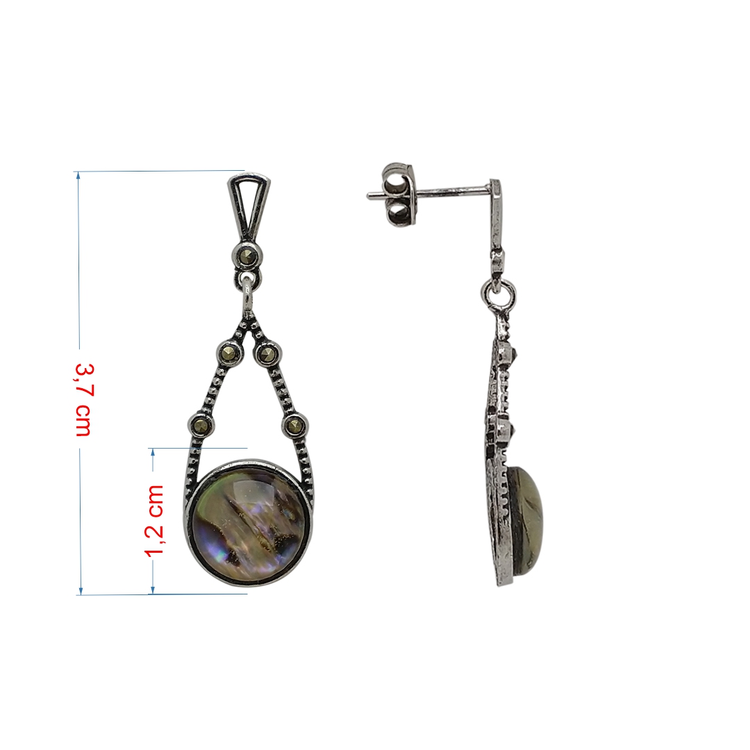 Brincos de prata 925 envelhecida Abalone média