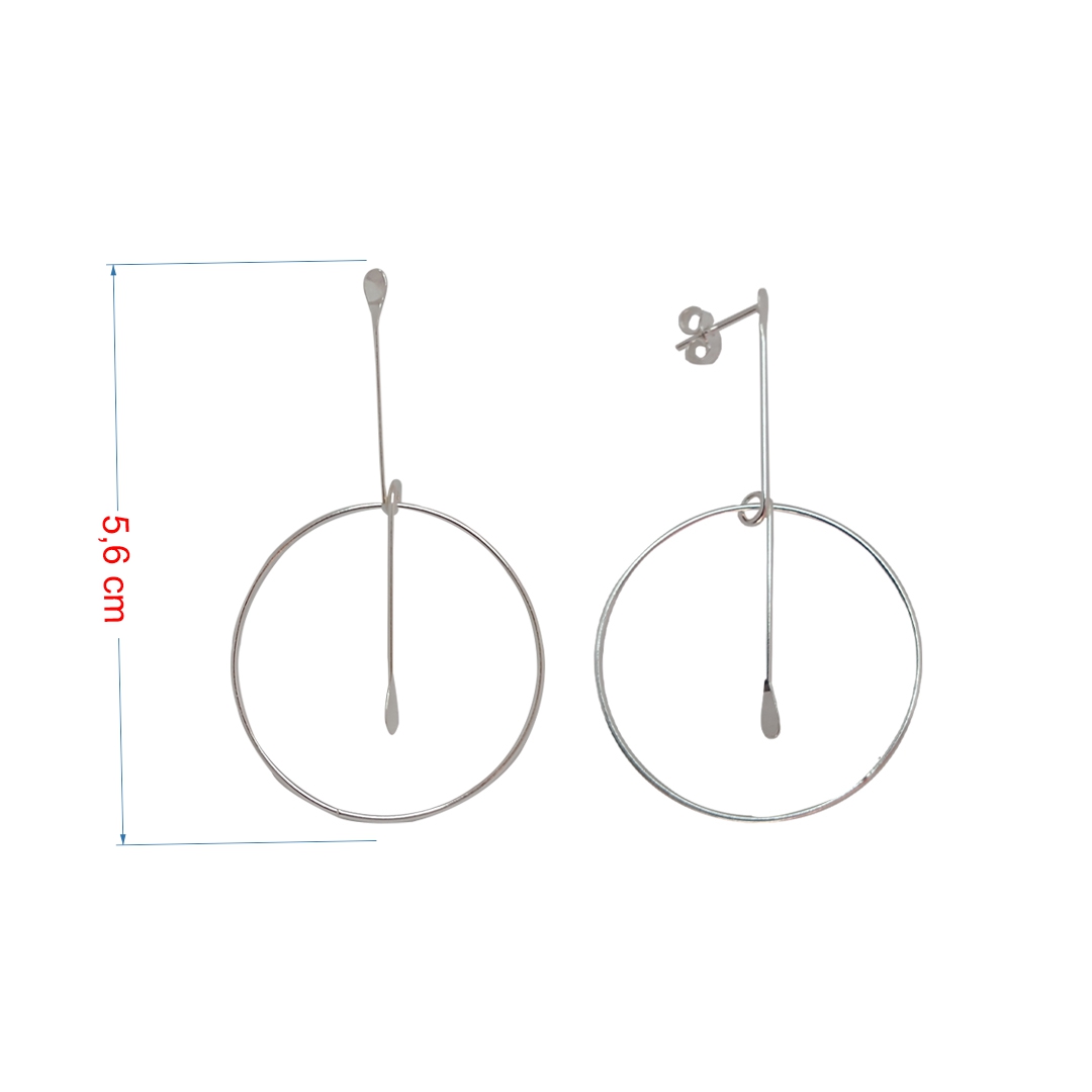 Brincos de prata 925 fio circulo vazado