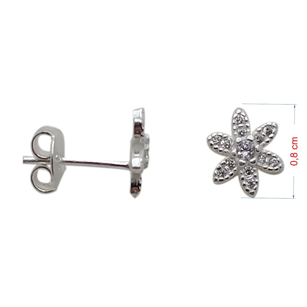 Comprar Brincos de prata 925 flôr com zircônias cravejadas.