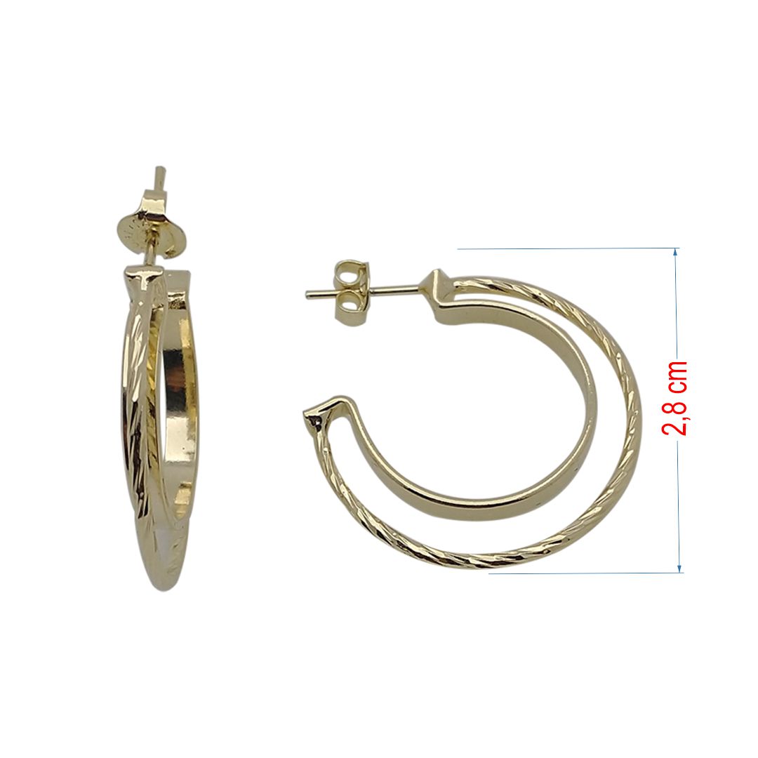 Brincos Folheados a ouro 18k argola dupla