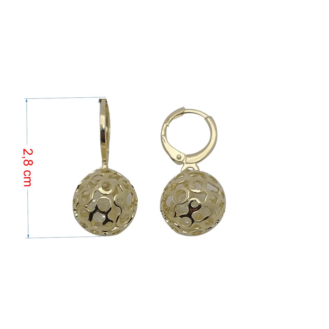 Brincos Folheados a ouro 18k argolinhas com detalhe bola