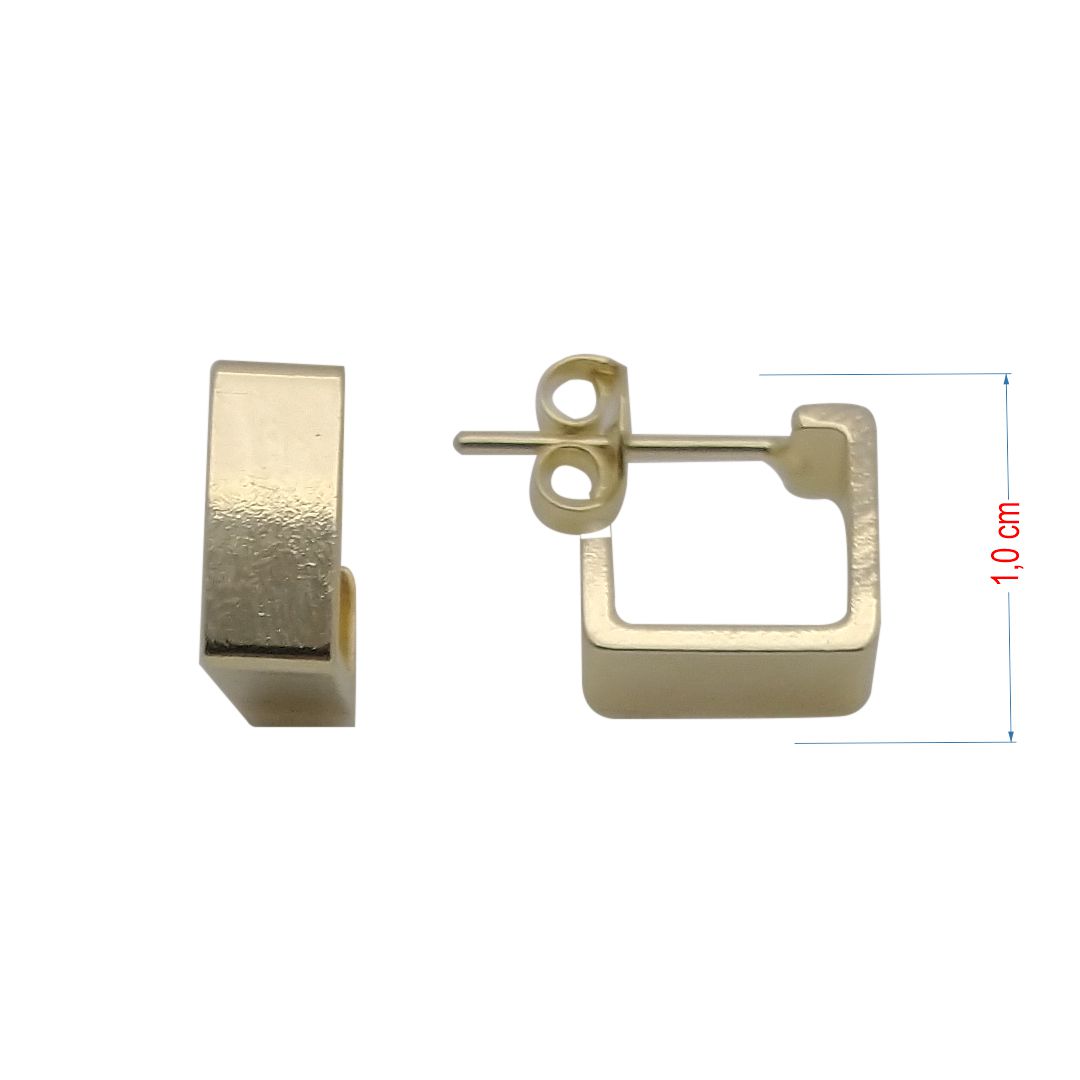 Brincos Folheados a ouro 18k formato quadrado liso