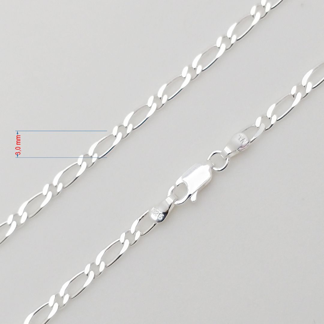 Corrente de prata 925 groumet fígaro masculina