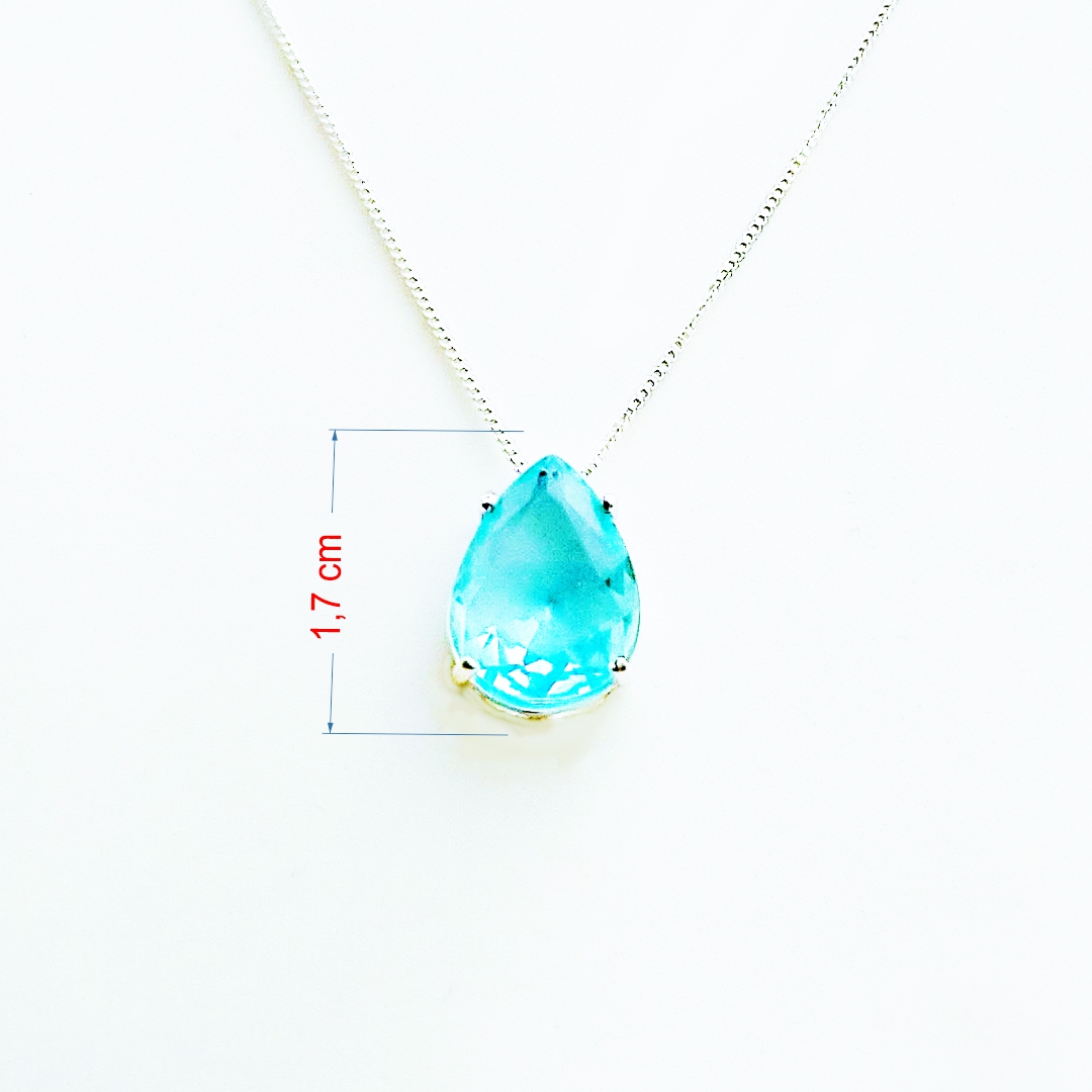 Gargantilha de prata 925 gota azul
