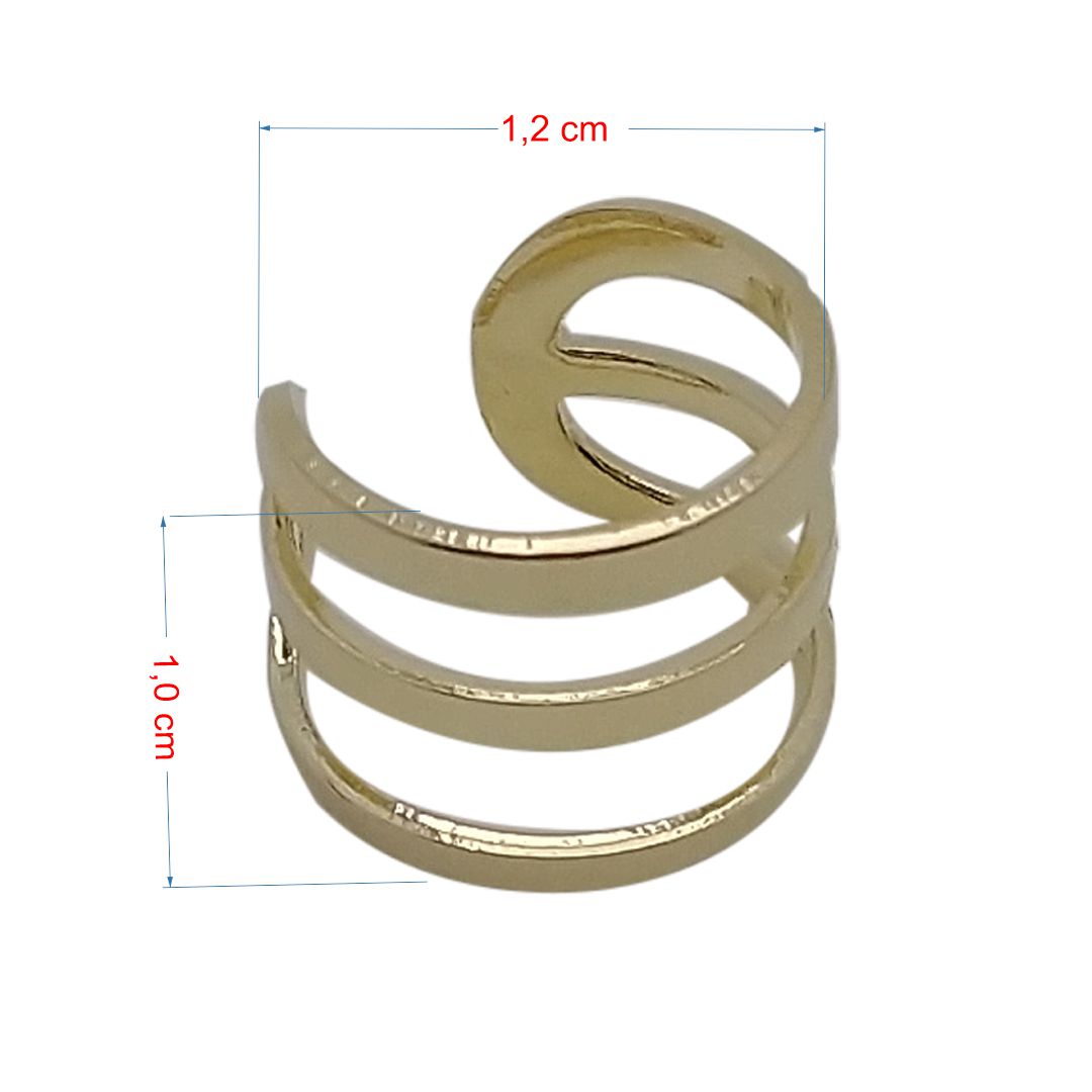Piercing folheado a ouro 18k traço triplo