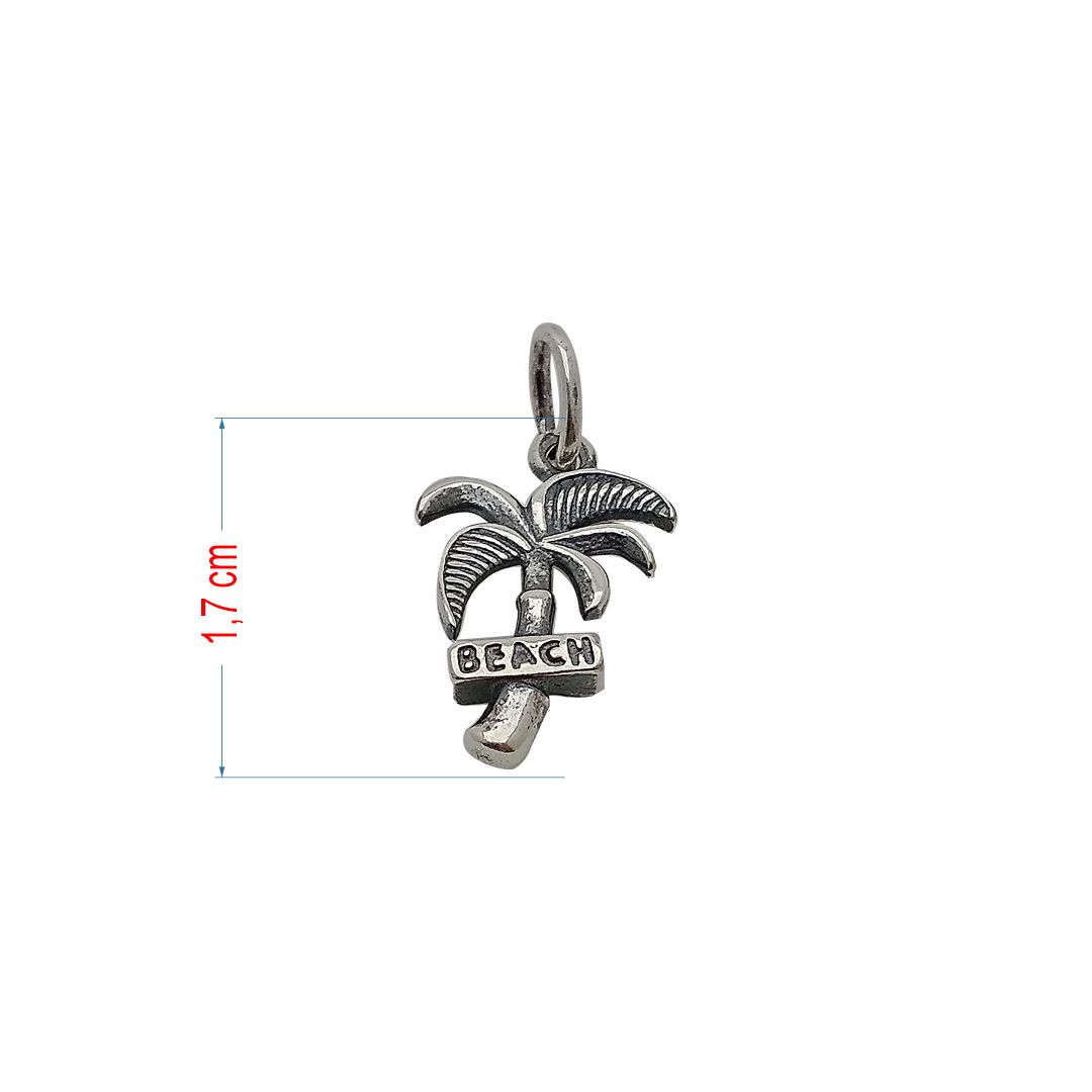 Pingente de prata 925 coqueiro