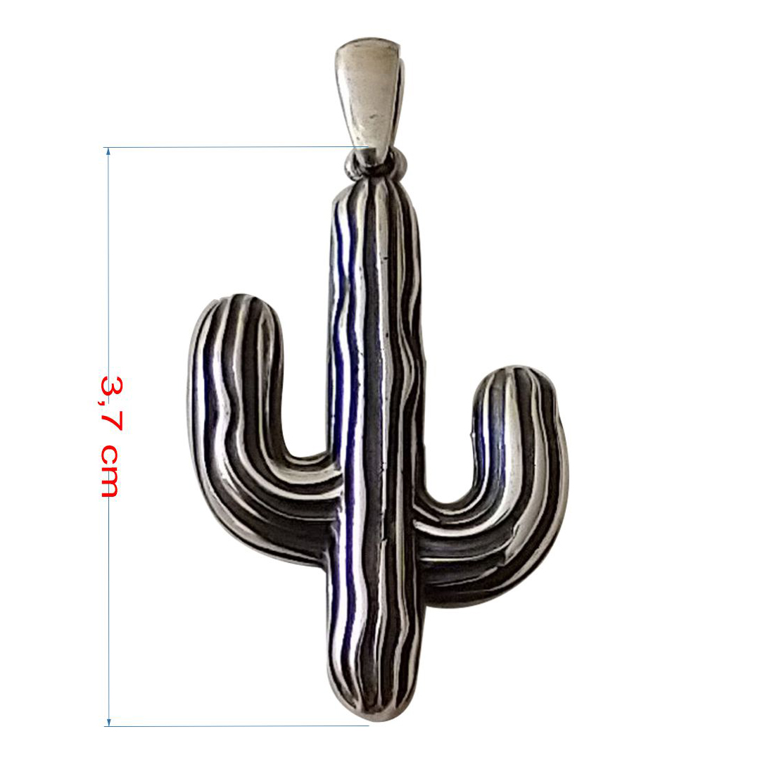 Pingente de prata 925 envelhecida cactus