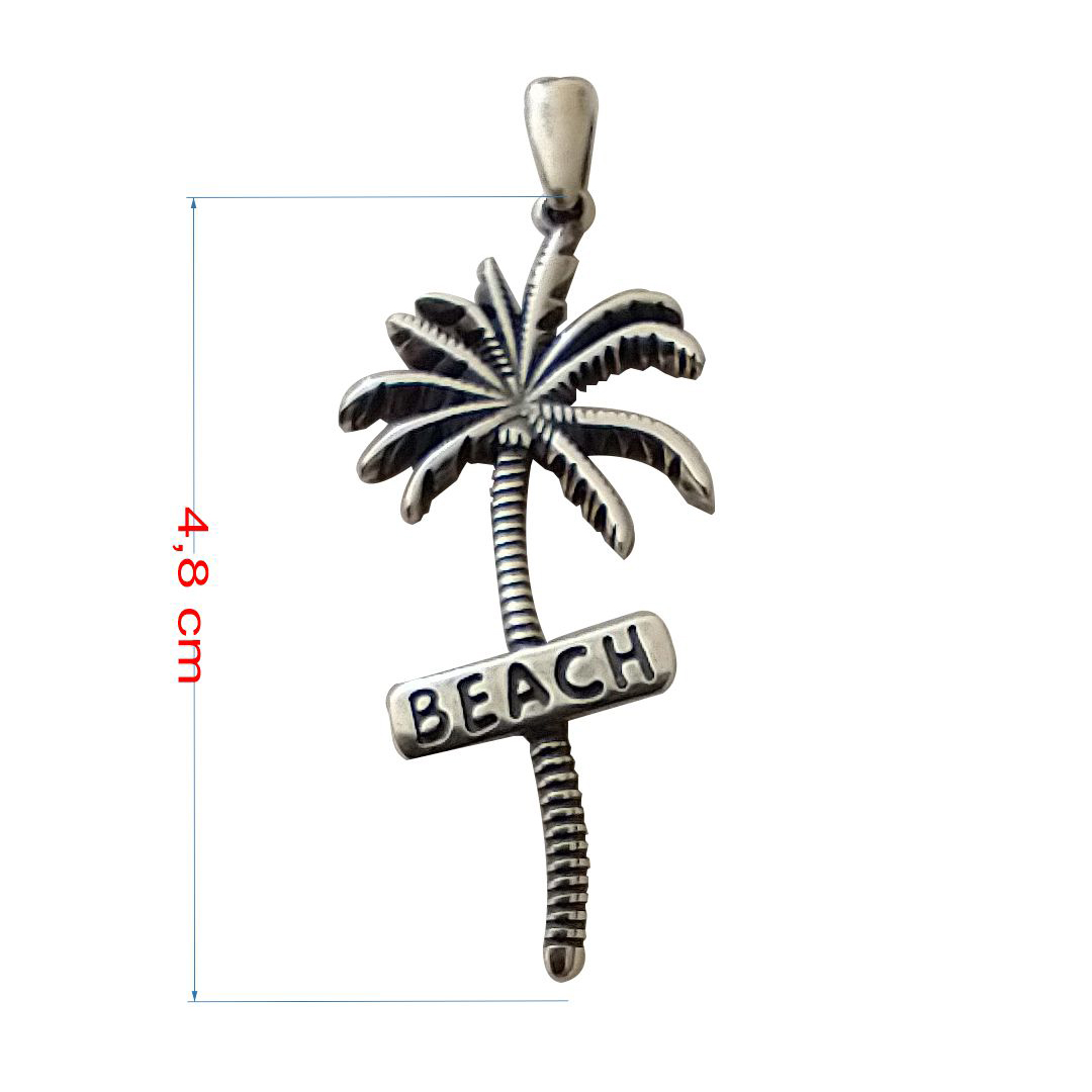 Pingente de prata 925 envelhecida Coqueiro praia