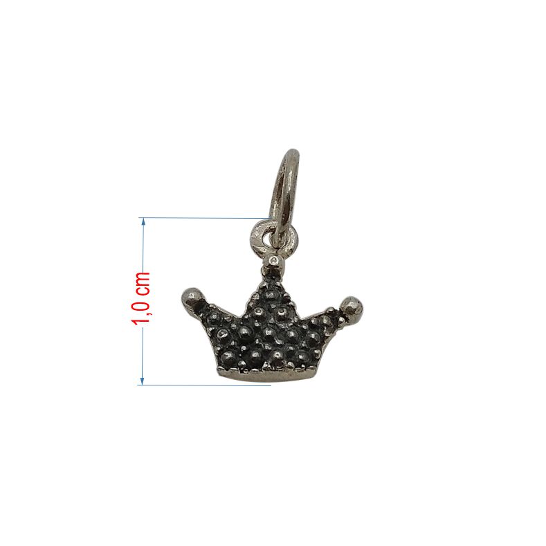 Pingente de prata 925 envelhecida coroa
