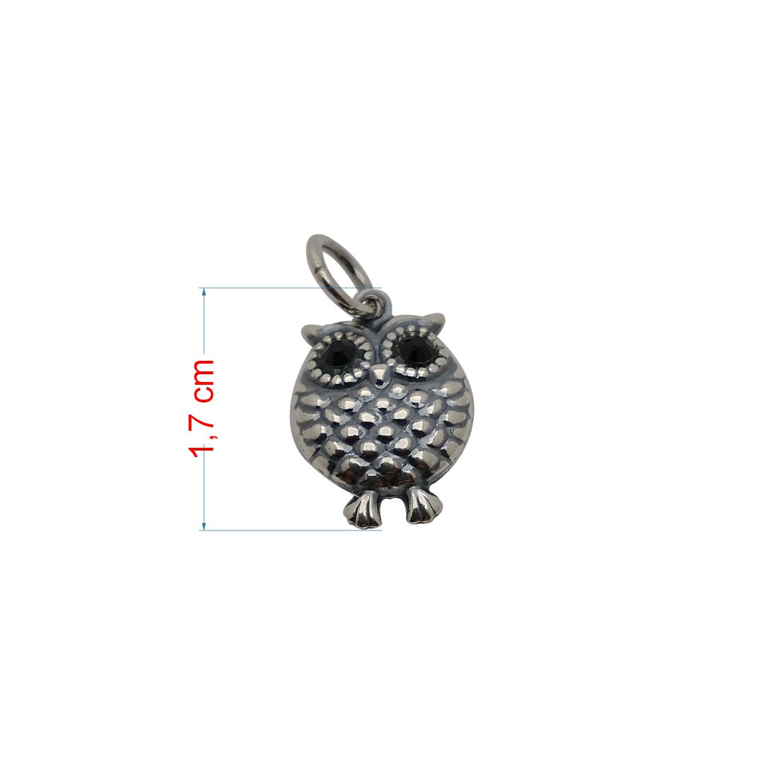 Pingente de prata 925 envelhecida Coruja.