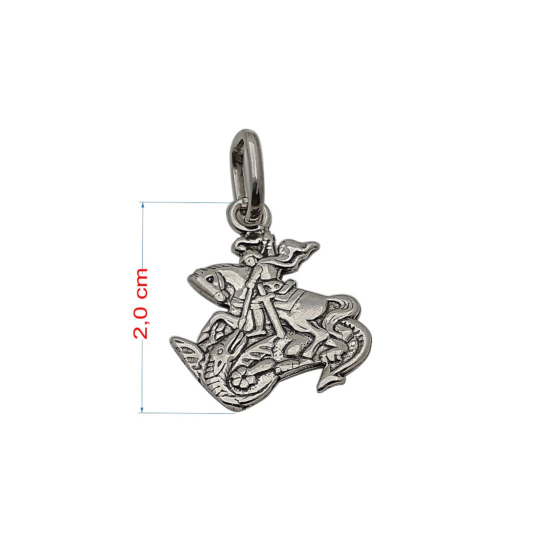 Pingente de prata 925 envelhecida São Jorge