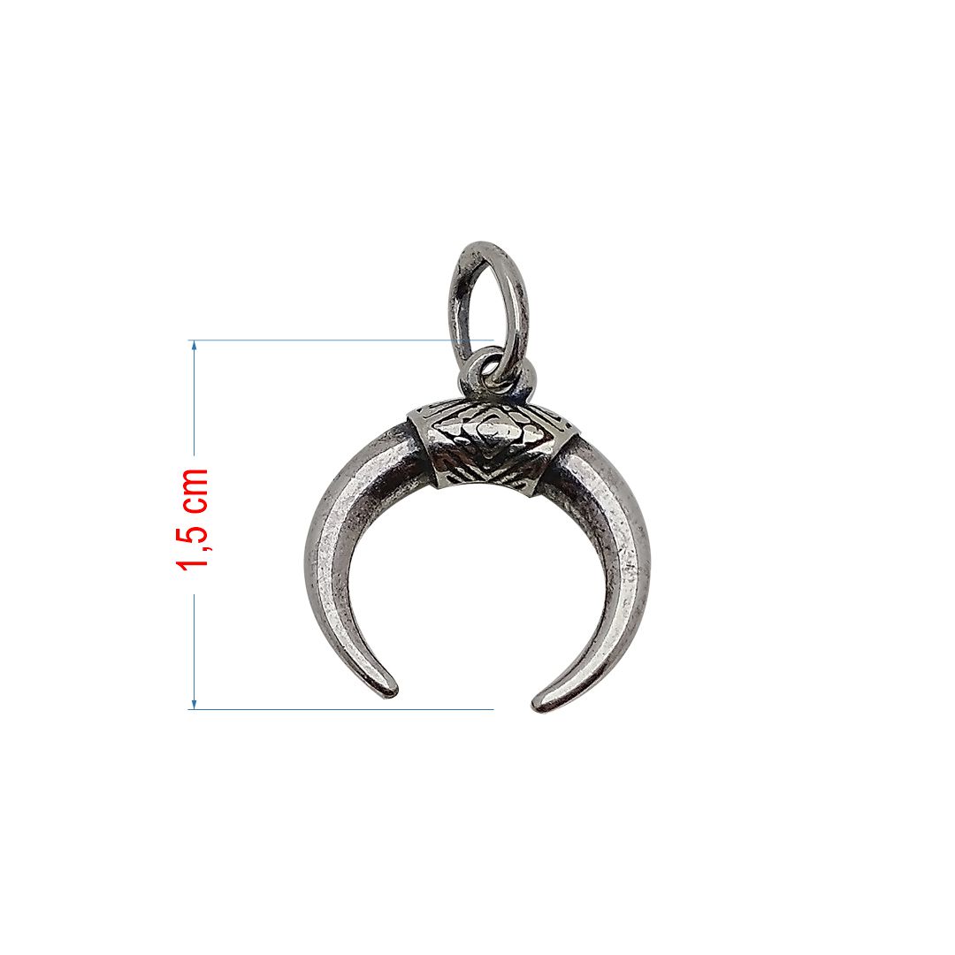 Pingente de prata 925 envelhecido chifre