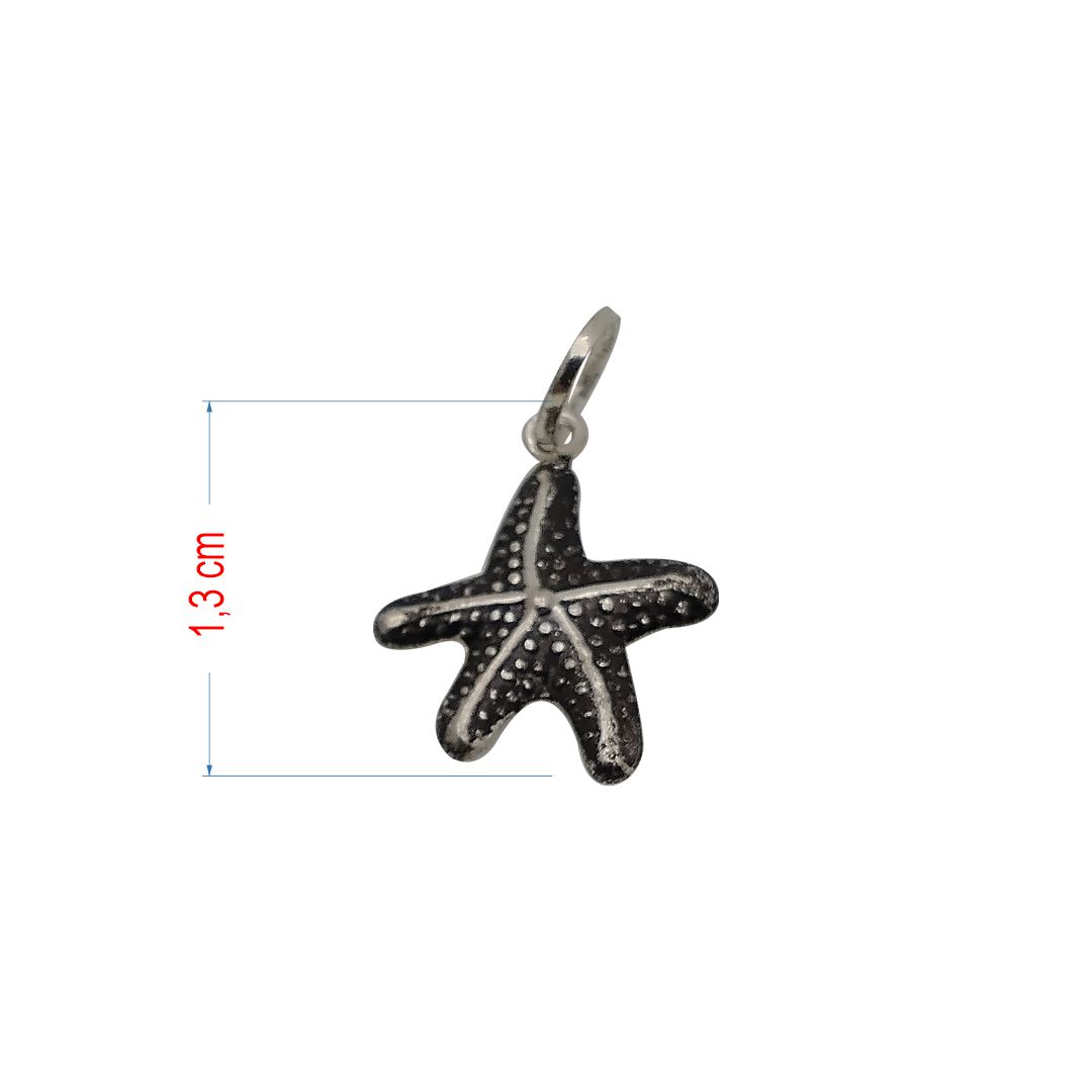 Pingente de prata 925 envelhecido estrela do mar