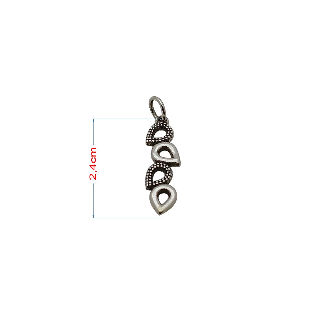 Pingente de prata 925 envelhecido gotas