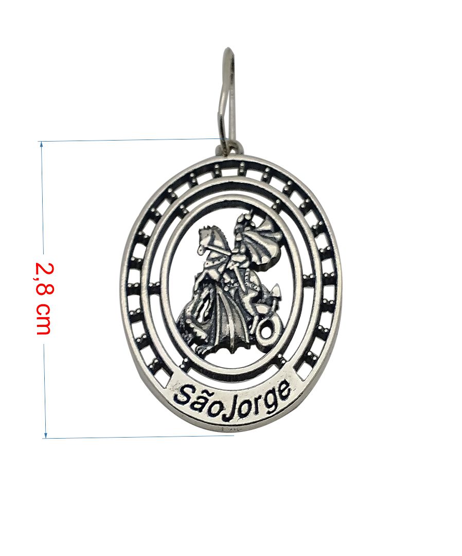 Pingente de prata 925 envelhecido São Jorge