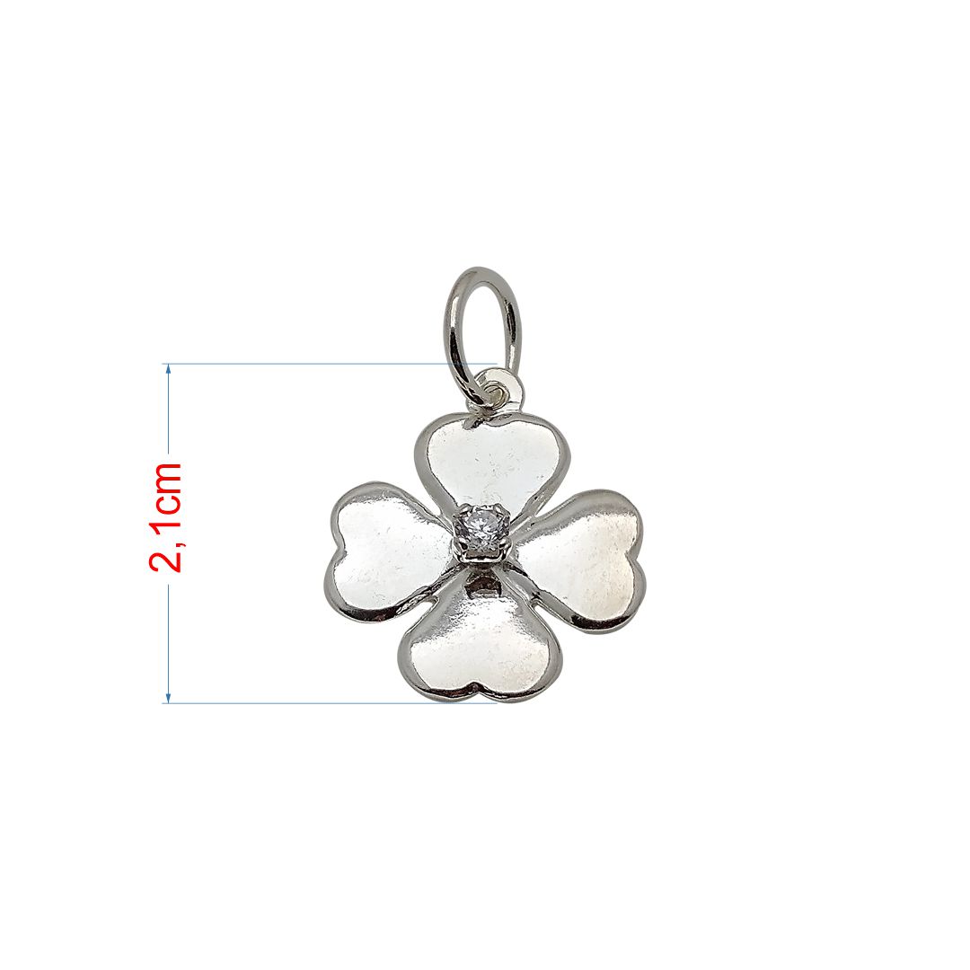 Pingente de prata 925 trevo com pedra