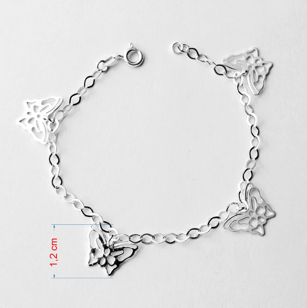 Pulseira de prata 925 borboleta balão