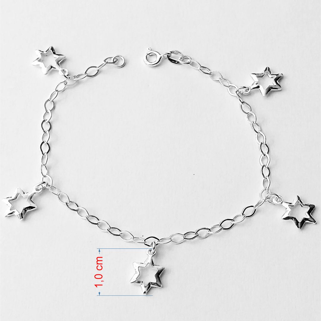 Pulseira de prata 925 estrela balão