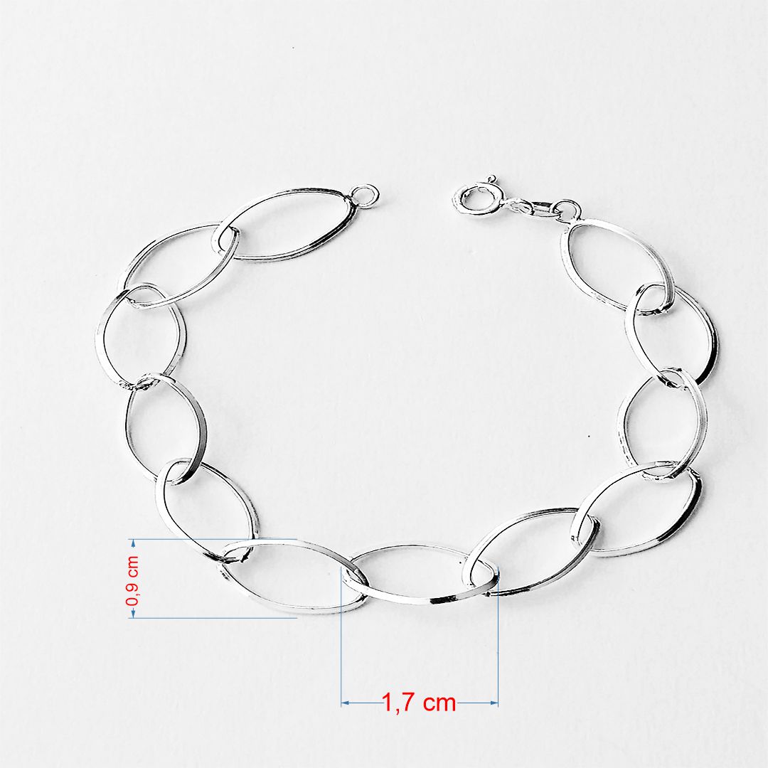 Pulseira de prata 925 groumet fio longo