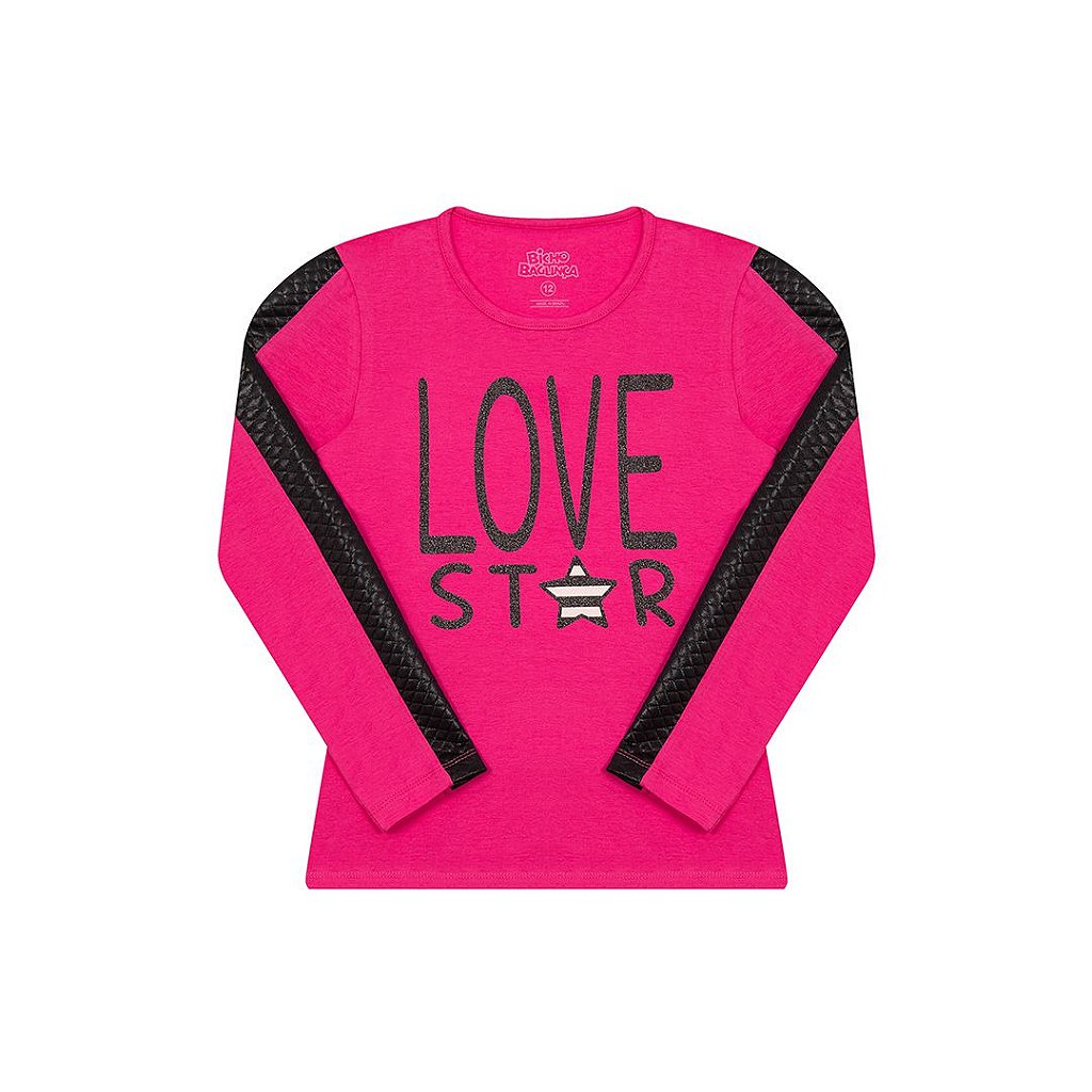 Blusa Manga Longa com Cirrê Estampa Love 5111 - Bicho Bagunça