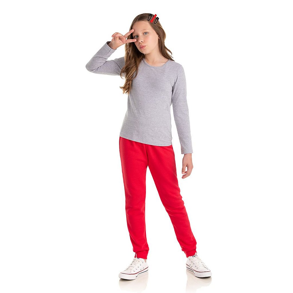 Calça básica feminina de moletom com punho - Bicho Bagunça - Moda casual e  sleepwear para crianças de 0 a 16 anos| Bicho Bagunça