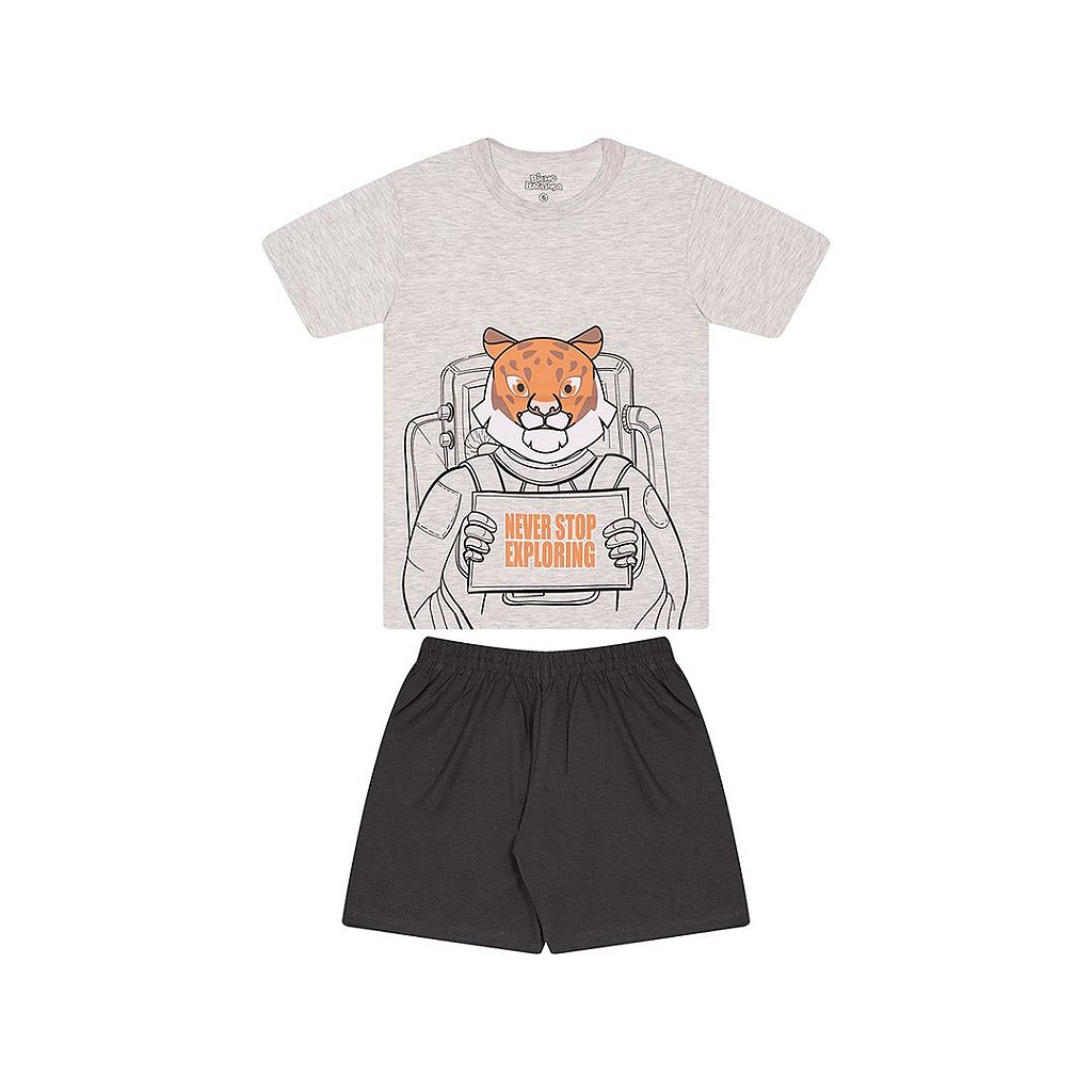Pijama masculino com estampa de tigre explorador, Bicho Bagunça - Moda  casual e sleepwear para crianças de 0 a 16 anos| Bicho Bagunça