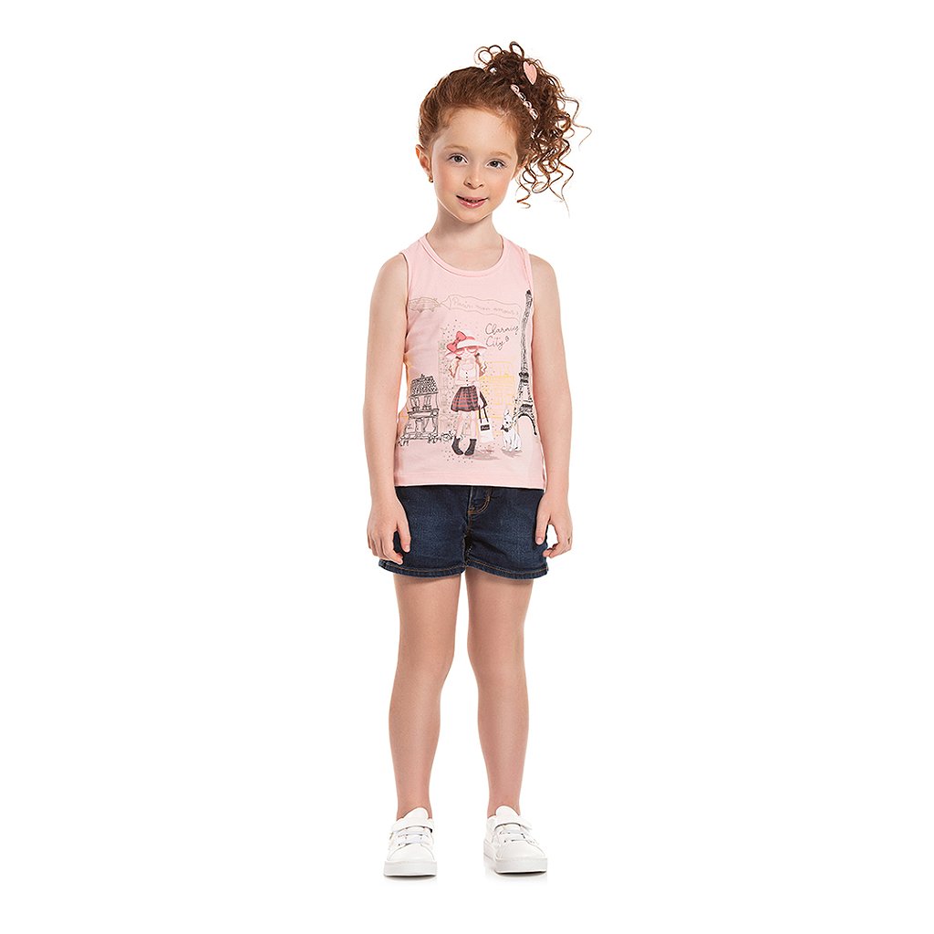 Blusa Infantil Menina Manga Longa Strass Brilho com Estampa de