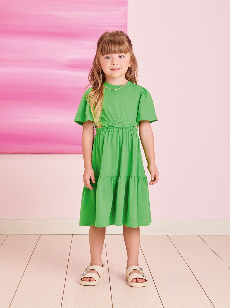 Vestido Infantil Abertura Green Momi bambolê loja de roupa