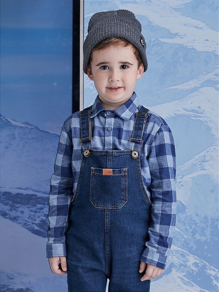 Macacão Jeans Look Jeans Infantil Masculino Macacao Jeans Menino