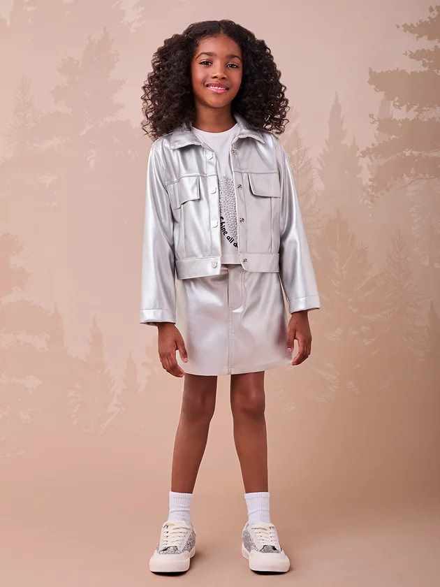 Prata Infantil Jaqueta Metalizada Infantil Jaqueta Infantil Kely