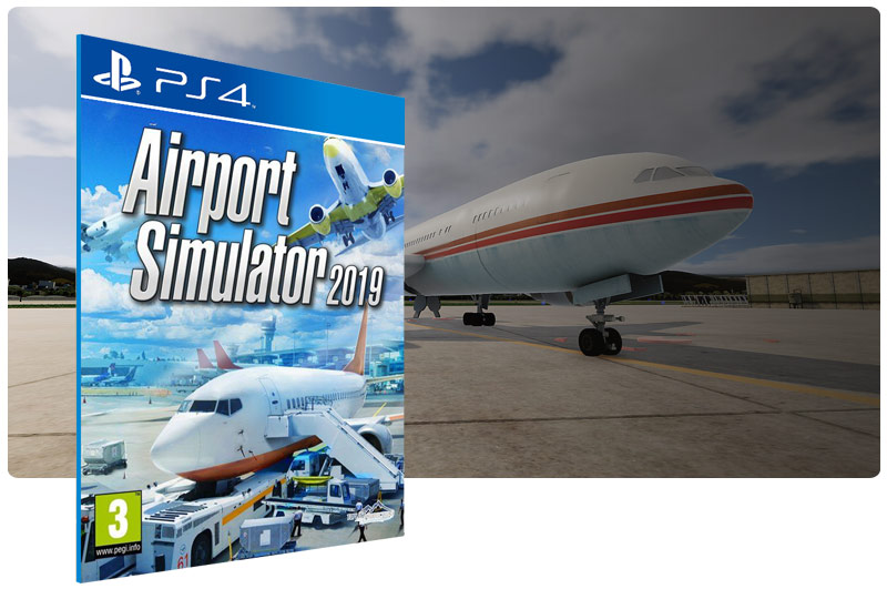 Banner do game Airport Simulator 2019 em mídia digital para PS4