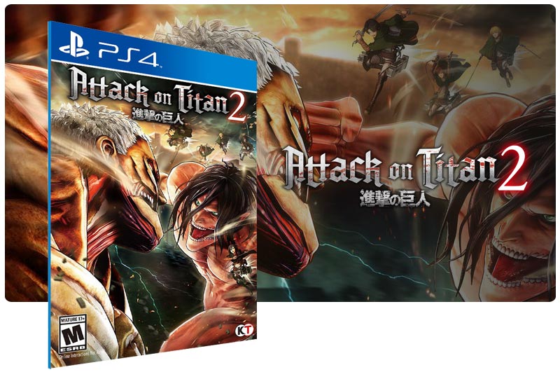 Banner do game Attack on Titan 2 em mídia digital para PS4