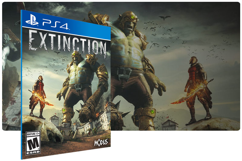 Banner do game Extinction em mídia digital para PS4