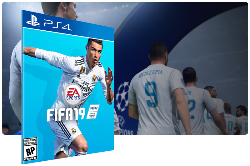 Banner do game FIFA 19 Standard Edition em mídia digital para PS4