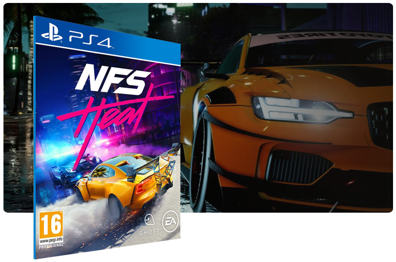 Banner do game Need for Speed Heat Standard Edition em mídia digital para PS4