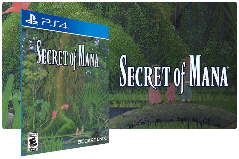 Banner do game Secret of Mana em mídia digital para PS4