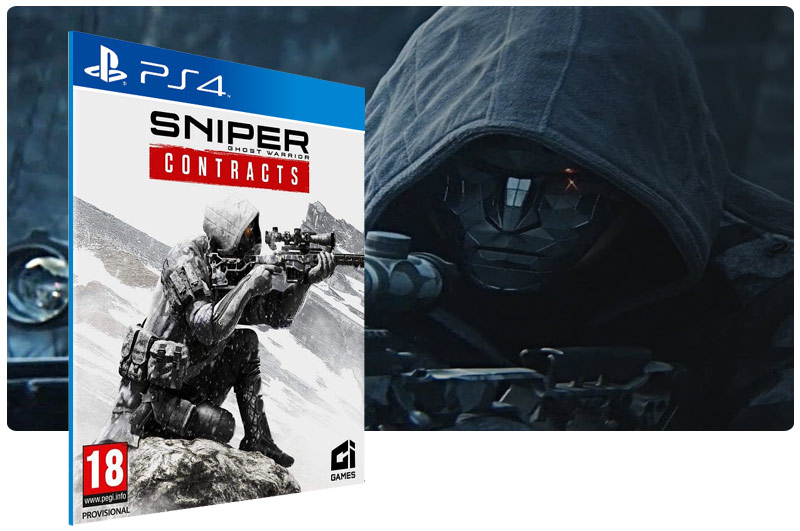 Banner do game Sniper Ghost Warrior Contracts em mídia digital para PS4