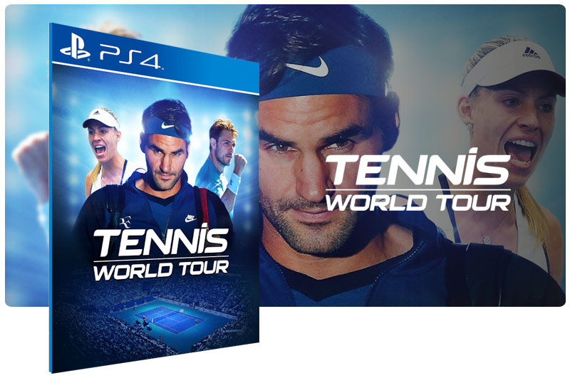 Banner do game Tennis World Tour em mídia digital para PS4