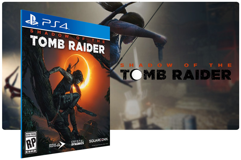 Banner do game Shadow of the Tomb Raider em mídia digital para PS4