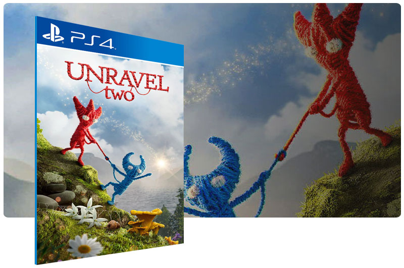 Banner do game Unravel Two em mídia digital para PS4