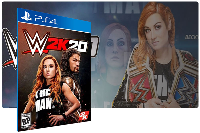 Banner do game WWE 2K20 em mídia digital para PS4