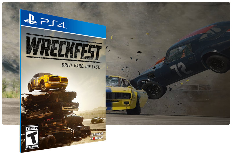 Banner do game Wreckfest em mídia digital para PS4